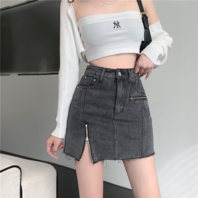 [a +] sexy hot girl Hip Wrap A-line denim skirt 075# WPL
