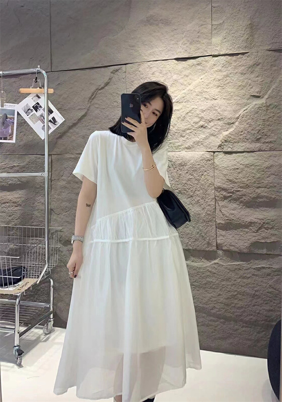 [Lily] temperament medium length Tencel cotton dress (without necklace) 8877# XJ