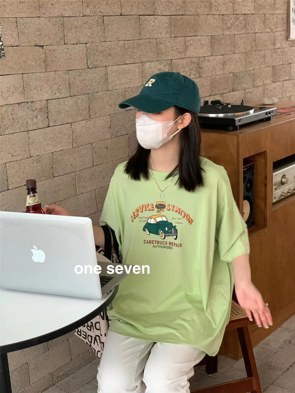 [one seven] loose car print short sleeve T-shirt 5052# XYY