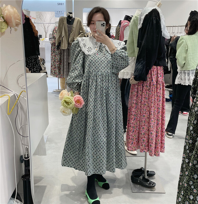 New year in early spring! [rich] doll neck retro casual dress ys1-2515# zyh