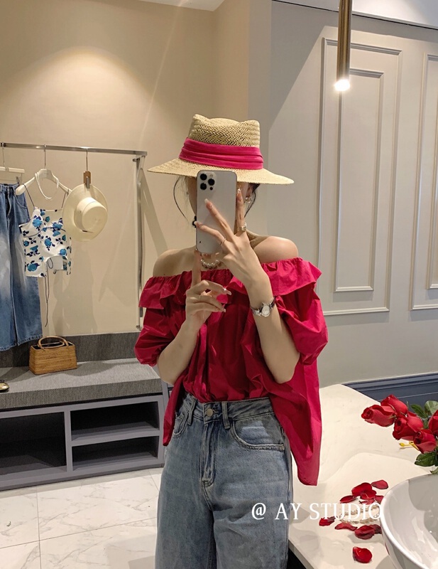[ay studio] ladies' off shoulder loose shirt 66862# zxx