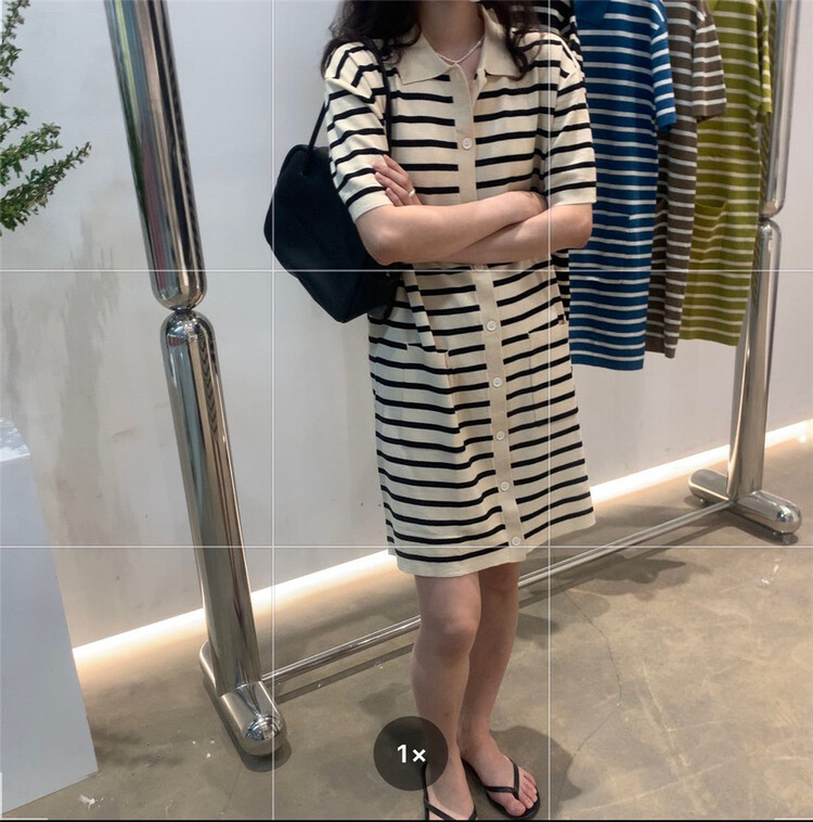[ohhhh] Korean casual versatile stripe dress 1390# CLS
