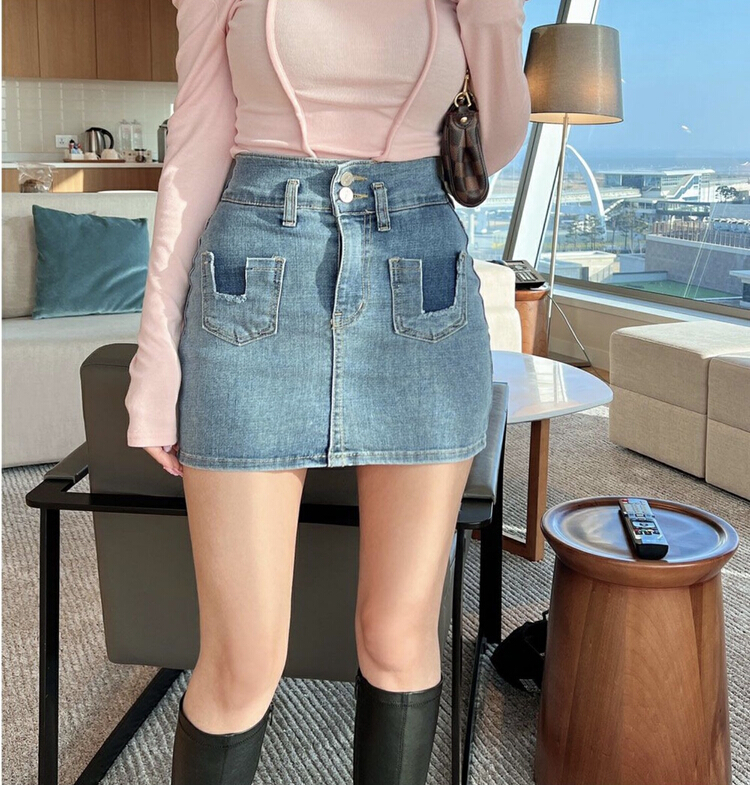 goods in stock! New in early summer! [savage] design sense Vintage wash water used denim skirt e6931# WPL