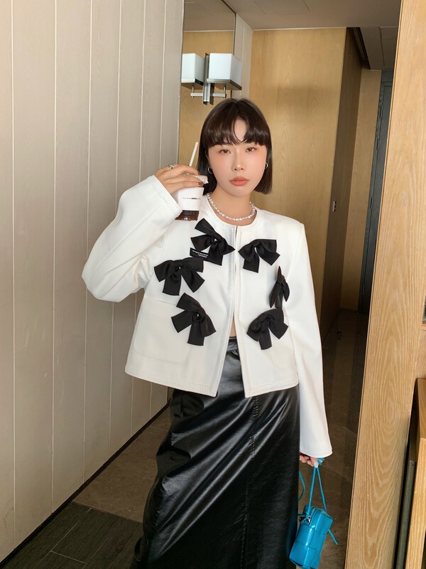 New year in early spring! [Penny vogue] design sense retro foreign style short coat (bow can not be removed) 65010# LSL