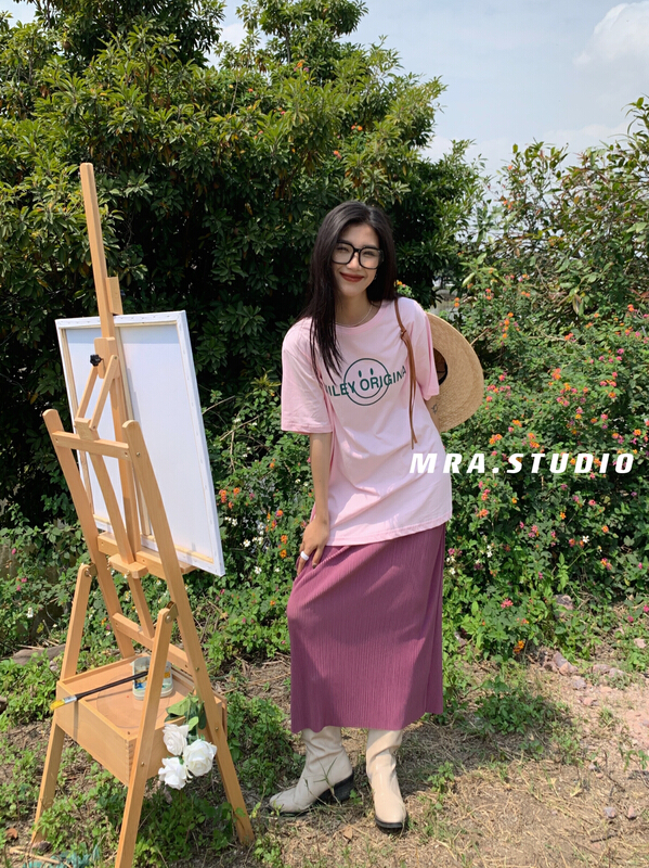 New in early summer! [MRA] round neck Korean version of INS letter print loose short sleeve T-shirt l1062# zxl