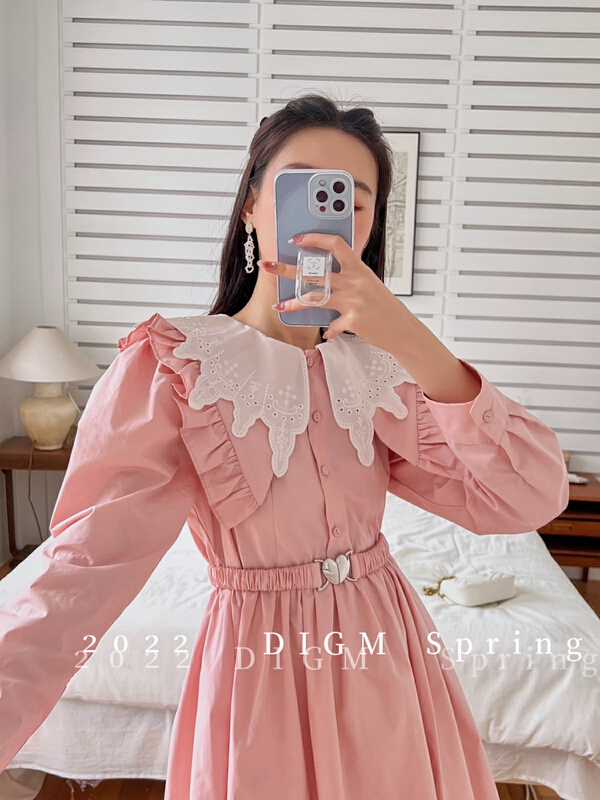 Original price 145.91! New year in early spring! [digm] fashionable lady lace stitched slim dress (with belt) 7559# zxx