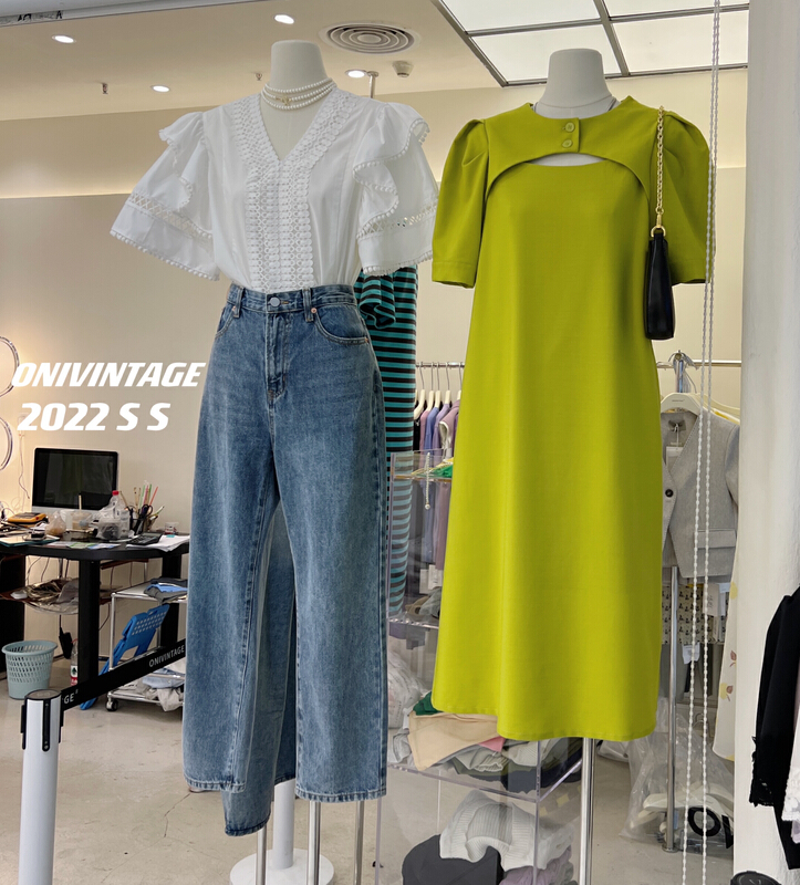 [onivinage oni] fashion round neck medium length dress oh224o5038# zxl