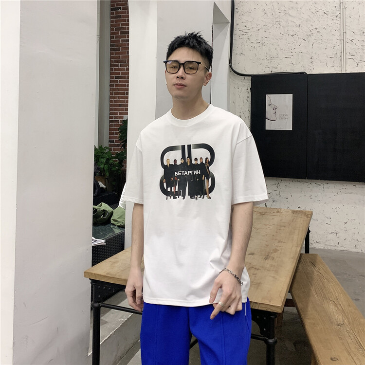 New in early summer! [Binli] round neck loose print short sleeve T-shirt (excluding necklace) j326# ZZL