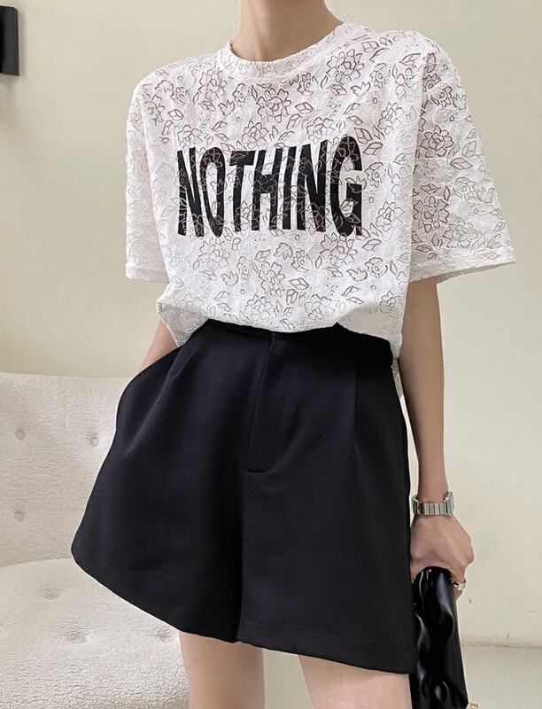 [Dajia] Korean lace letter printed loose short sleeve T-shirt (T-shirt only) a21155# CLS
