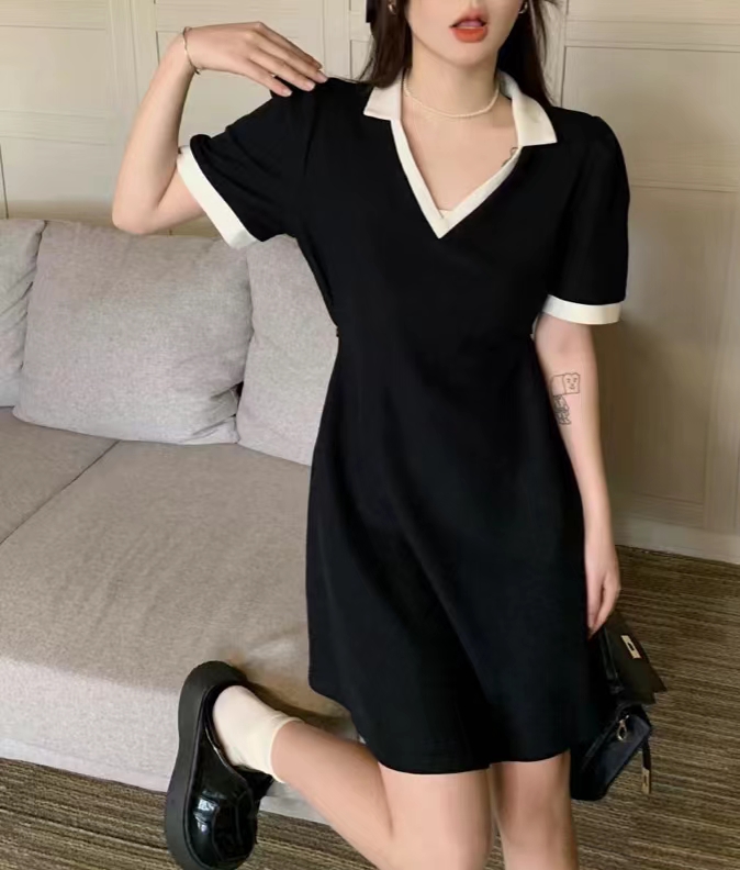 [Hebe] color blocking fashion versatile dress 6133# XYJ