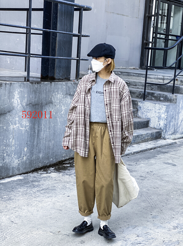 Original price 66.55! New year in early spring! [fabric] Plaid loose Vintage shirt 591970# XYY