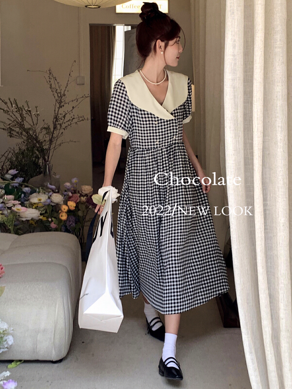 [chocolate] Korean version Lapel loose dress (with belt) 21018# ll