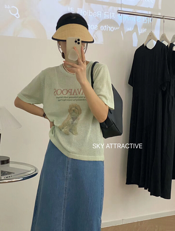 [sky] loose and versatile round neck short sleeve T-shirt ys1-621# HBx