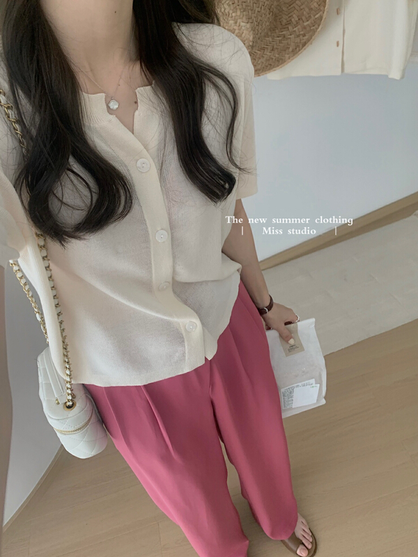 New in early summer! [miss miss miss home] temperament solid color button knit b5102# zjy