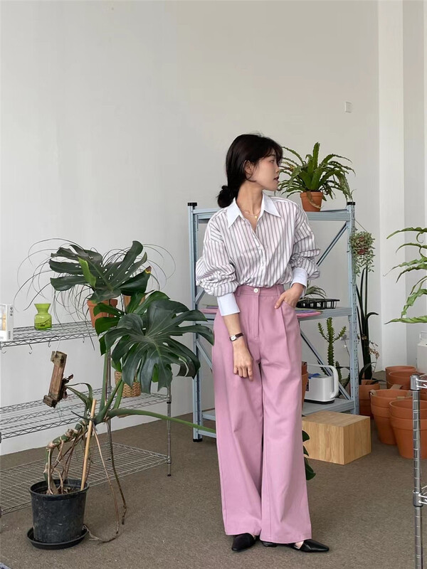 New year in early spring! [hi] Korean version solid color high waist straight tube loose jeans ys1-0038# hjy
