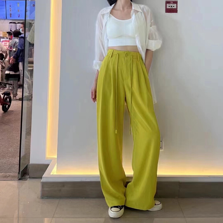 New in early summer! [kakajia] high waist hanging feeling slim fashion straight casual pants 9062# ozq