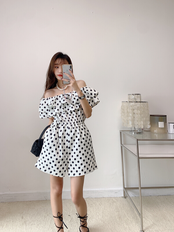 goods in stock! [Vanessa] Western style wave point two-piece pants 6188# ozq