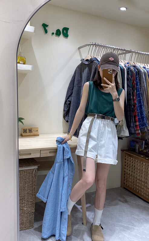 New in early summer! [da. 7] Japanese work clothes loose casual shorts (with belt) 8859# LSL