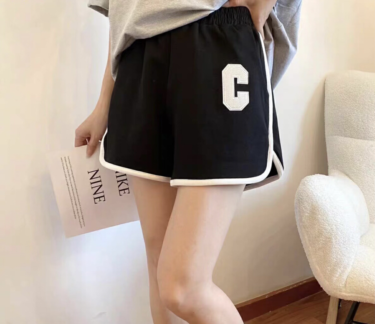 New in early summer! [fumigation] contrast letters wide legs high waist thin casual shorts 0271# lwy