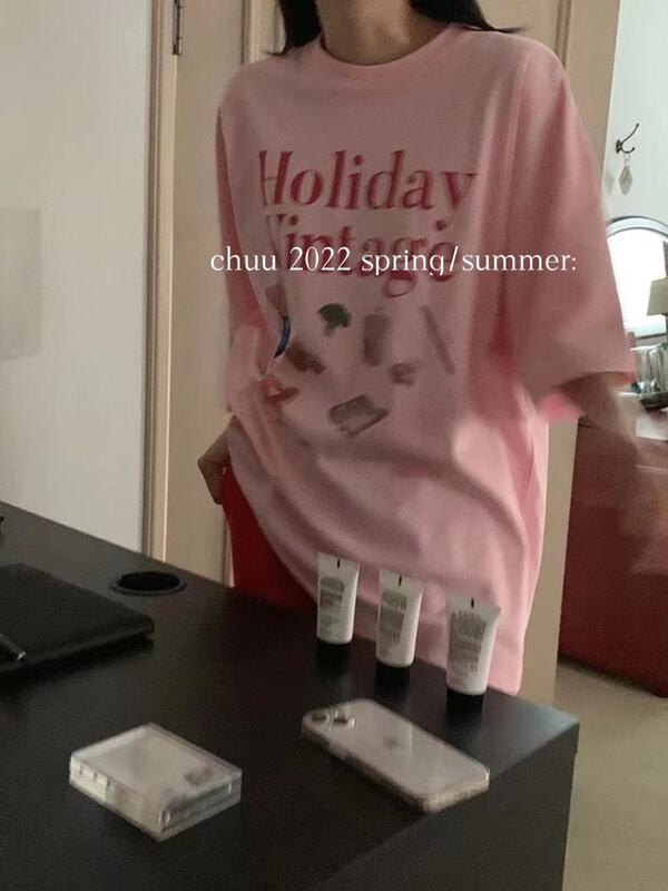 New in early summer! [chuu] Korean casual loose print short sleeve T-shirt 61159# HBx
