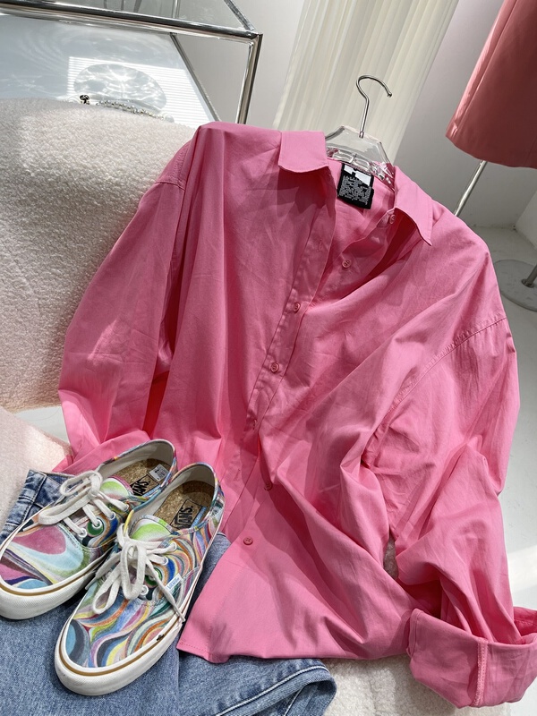 goods in stock! New year in early spring! [C oni] Korean version simple solid color loose and versatile shirt c220-2310# lwy