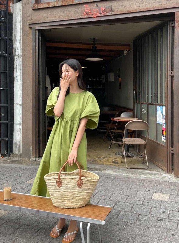 [acme group] Korean round neck bubble sleeve dress 1606# CLS