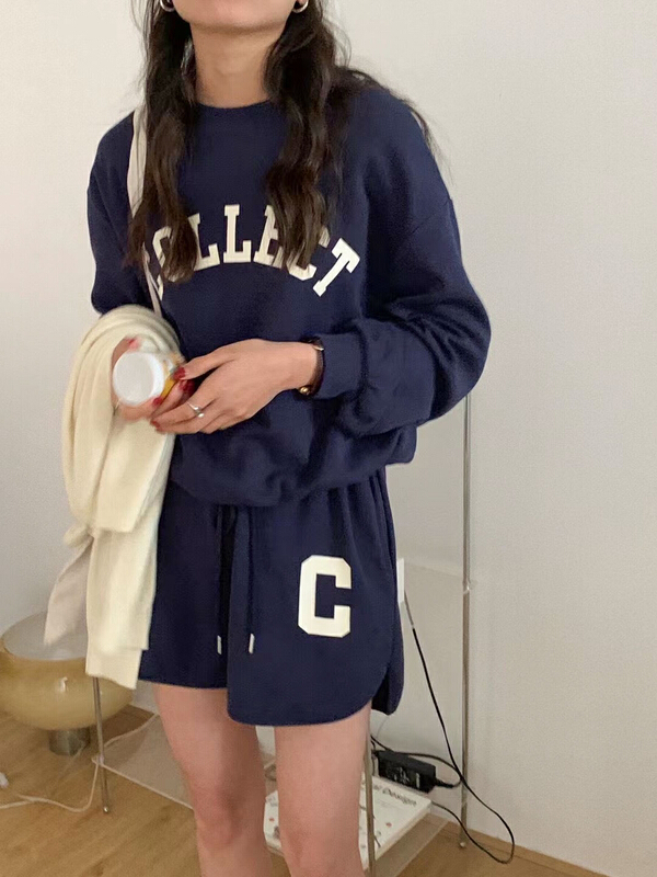 New year in early spring! [Tn] Korean versatile long sleeve T-shirt + high waist loose casual pants set gl8036# cqw