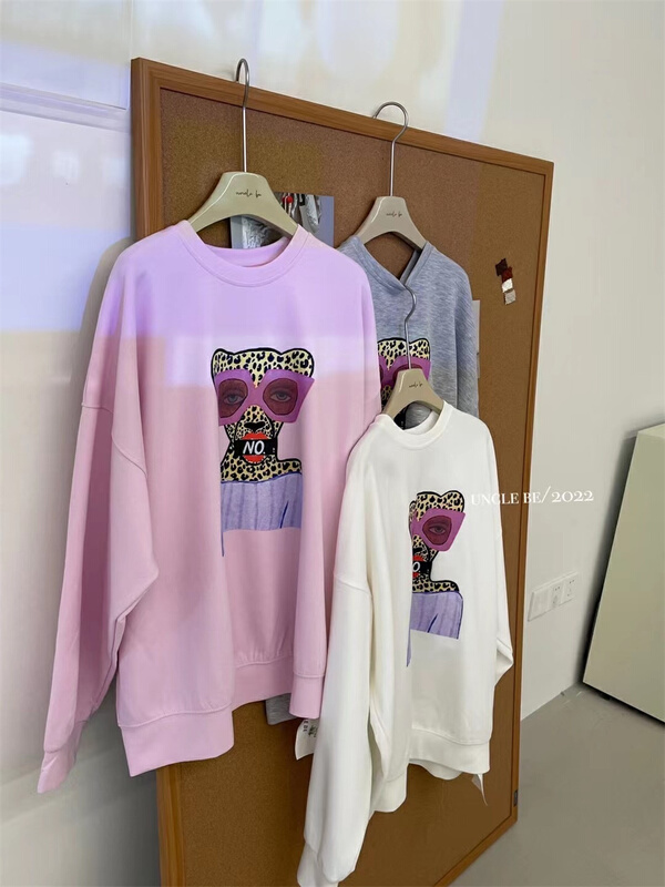 [UNC be] Korean round neck printed sweater 2055# XYY