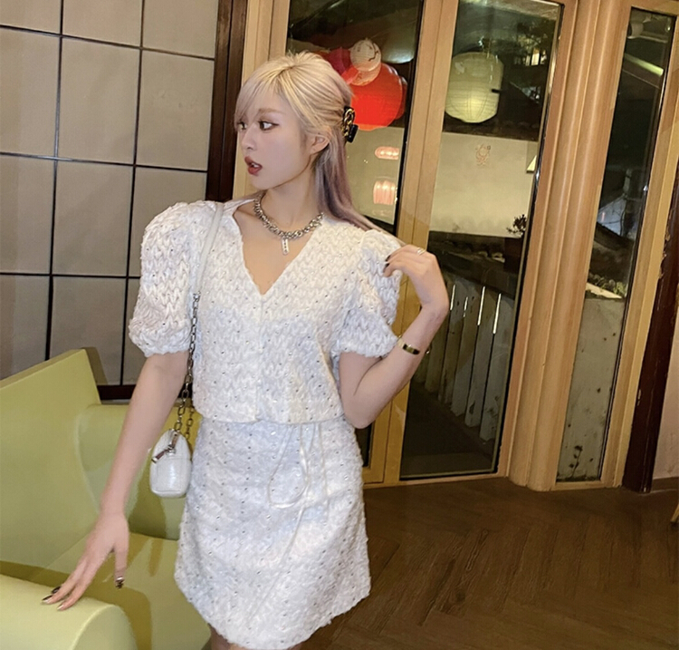 [ala] niche design heavy industry short coat + high waist slim skirt suit t1575# JJ