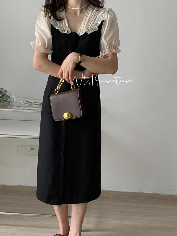 [19. Nineteen] stitched doll neck sweet commuter casual dress 389# ll