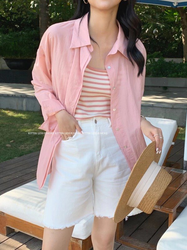[Kittin] Korean casual cotton shirt shirt 8186# L