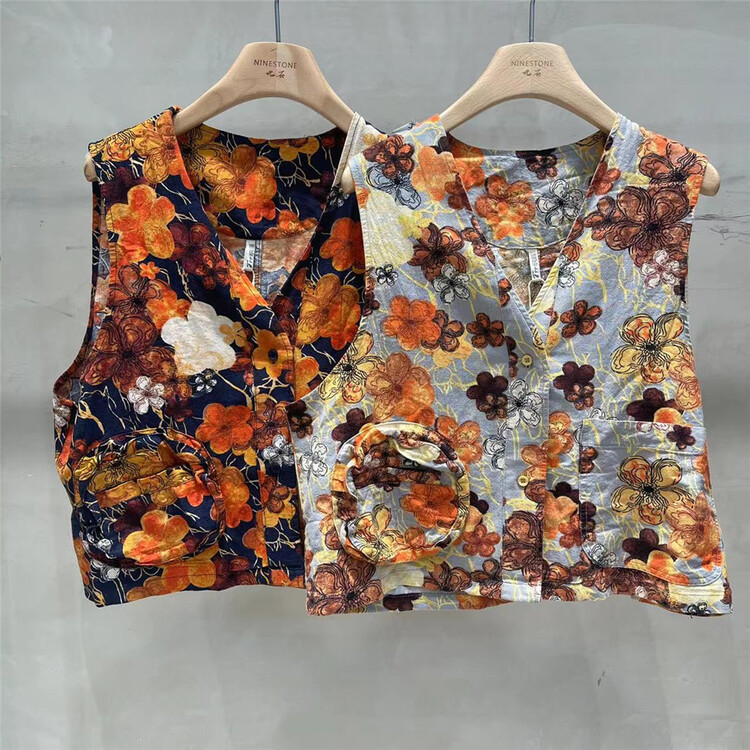 [fabric] V-neck single breasted comfortable vest 592098# L