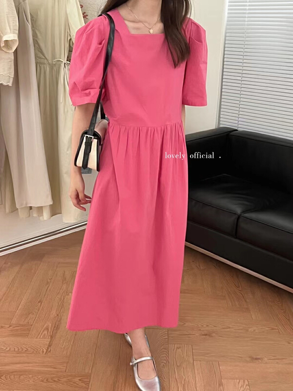 [love] temperament solid color thin dress s1172# HBx