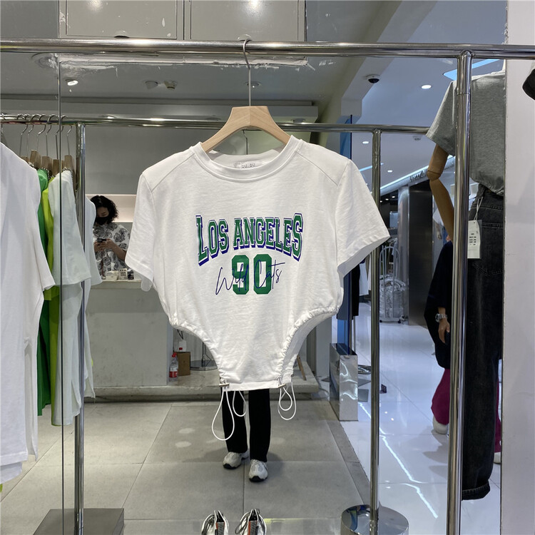 New in early summer! [Du. Du] Korean letter irregular design Short Sleeve T-shirt 6069# WPL