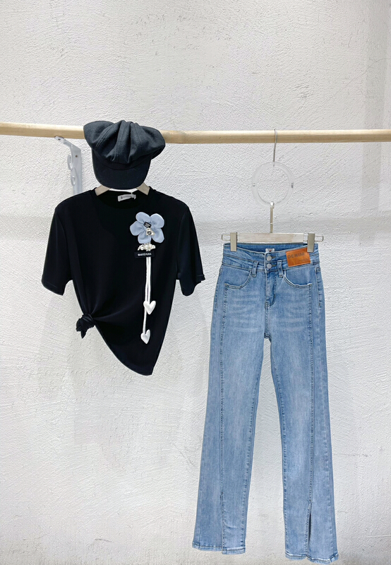 New in early summer! [JSM] versatile micro flare slit jeans jsm-87265# LSL