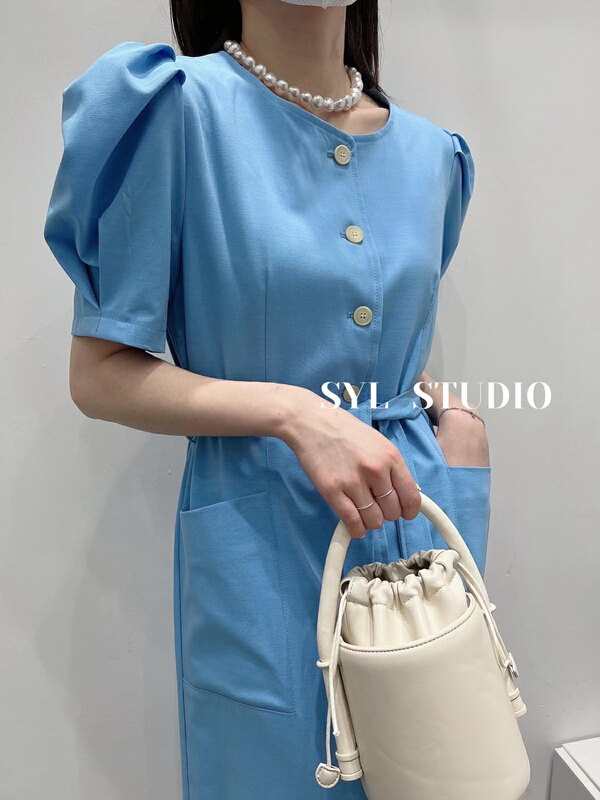 New in early summer! [SYL] Korean style open button dress (with belt) 5170# L