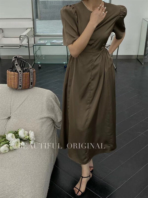 [B-O] crew neck slim versatile dress 87289# XYJ