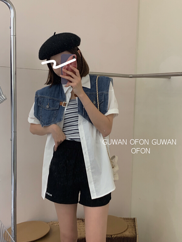 New in early summer! [G.W] fake two piece splicing fashion shirt 5140# zxx