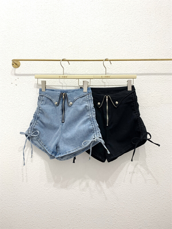 New in early summer! [u.she] Korean slim drawstring denim shorts 61012# cqw