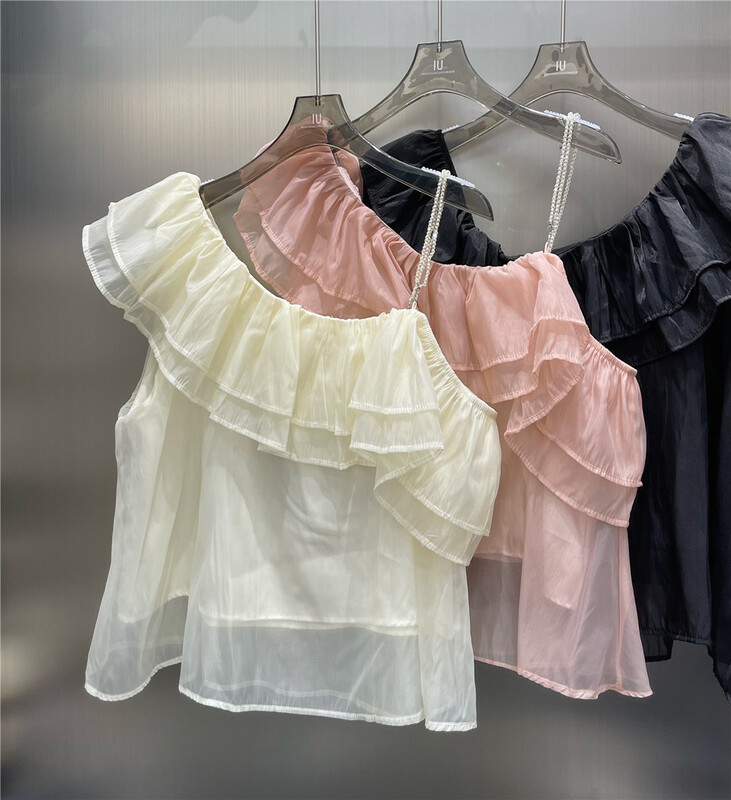 [IU] Korean version ruffled one shoulder collar blouse 6808# WPL