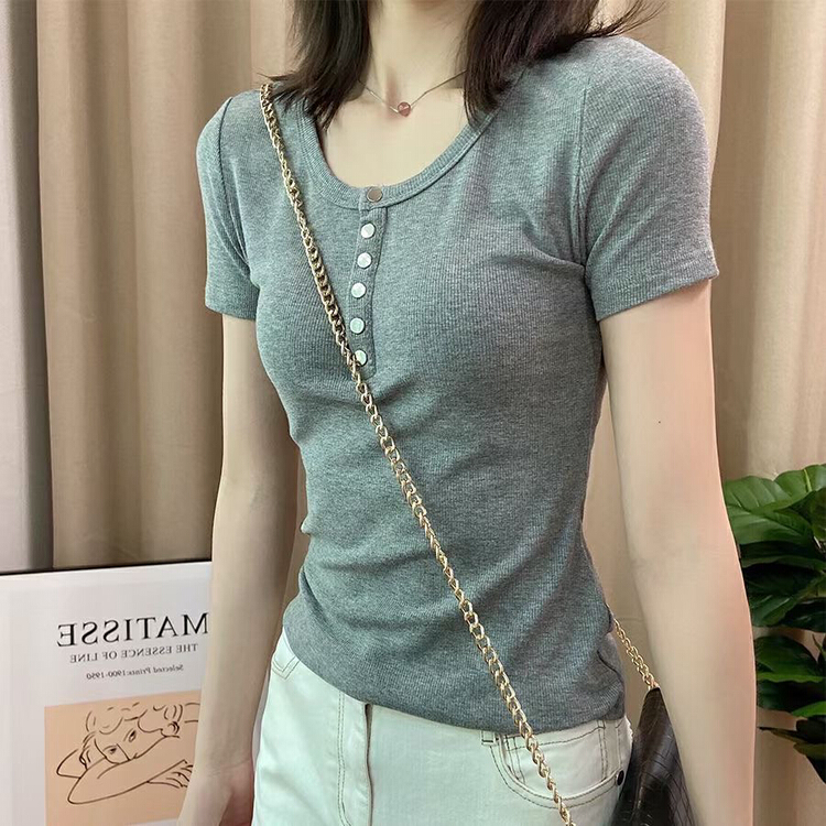 New year in early spring! [barley] solid color basic style slim bottomed shirt ins fashion versatile bottomed shirt 6057# hjy