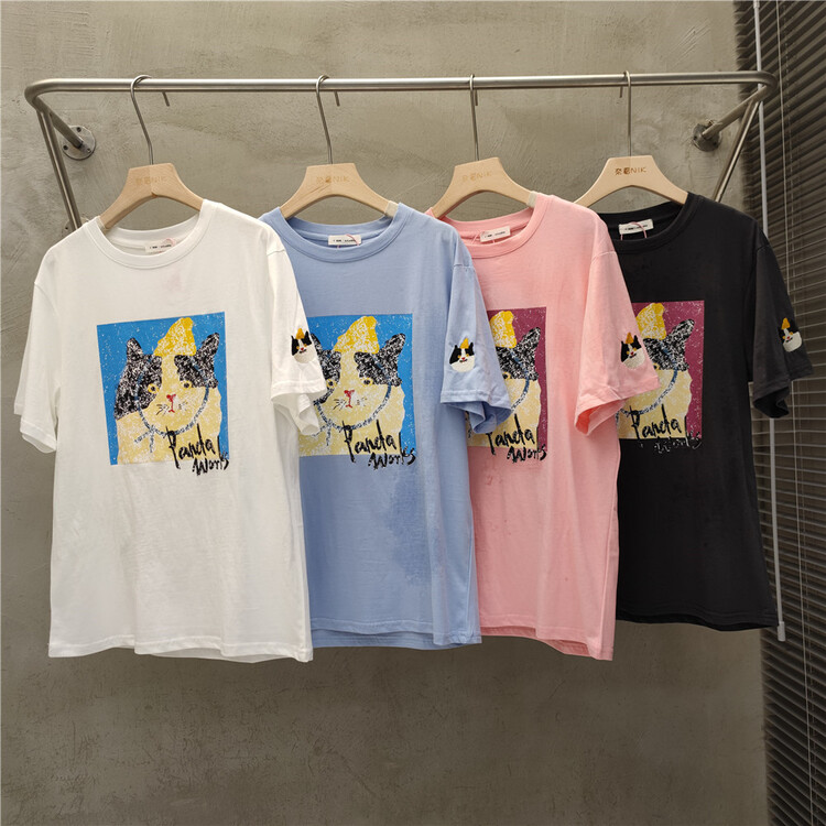 [Naikan Nik] kitten print Pullover short sleeve T-shirt 8362# lwy
