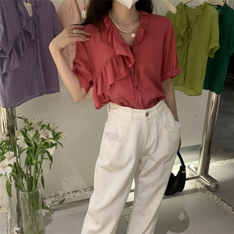 [ohhhh] gentle style ruffled blouse 1399# CLS
