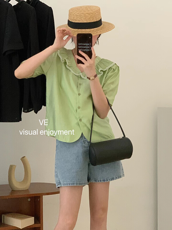 [ve] ear side button up shirt 99009# HBx