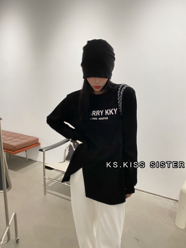 New year in early spring! [KS] crew neck letter loose and versatile long sleeve T-shirt m22038# XYJ