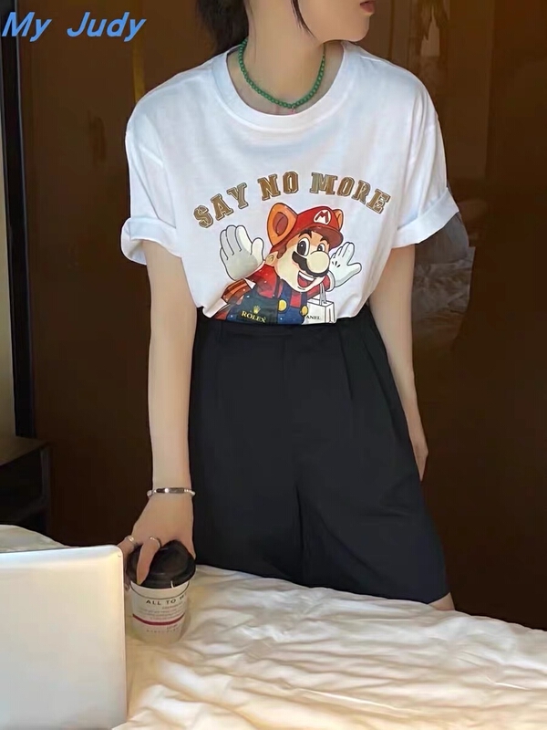 New in early summer! [rich Papa] cartoon printing funny ins short sleeve T-shirt t219# zxx