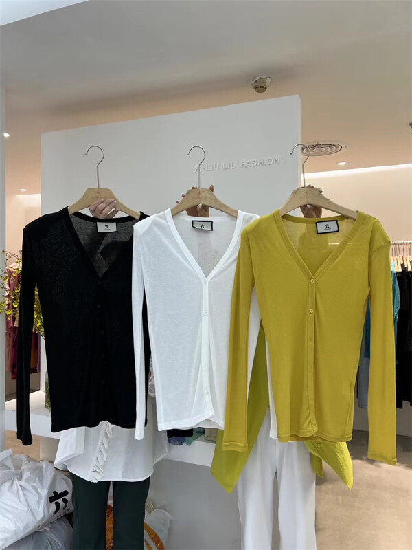 goods in stock! New year in early spring! [VI. Liu Liu] simple solid color versatile knitted cardigan 75163m# zxx
