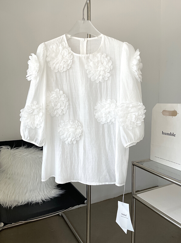 [lemon tree] three dimensional flower fashion temperament blouse (with suspender) 66190# XYY