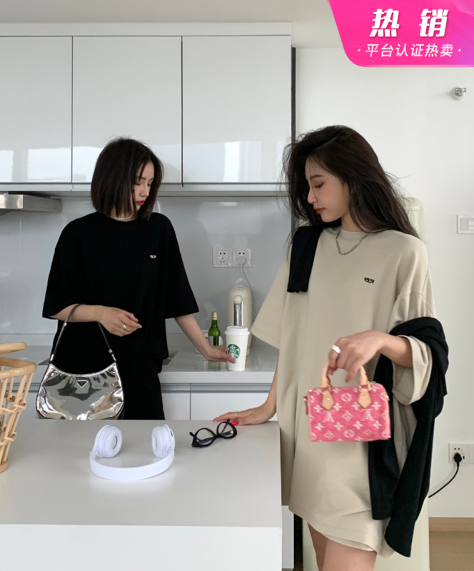 New in early summer! [11An] simple letter embroidered short sleeve T-shirt + loose comfortable casual Shorts Set a6509# LSL