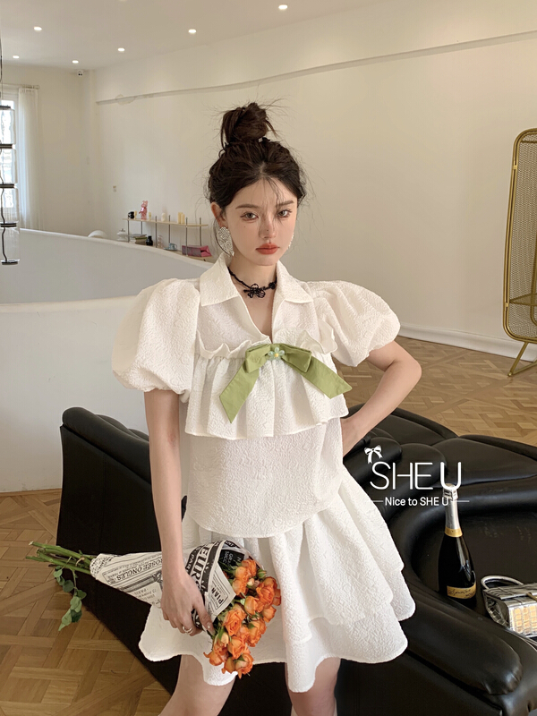 【SHE U】時尚甜美減齡蝴蝶結小衫  C80601#  CQW